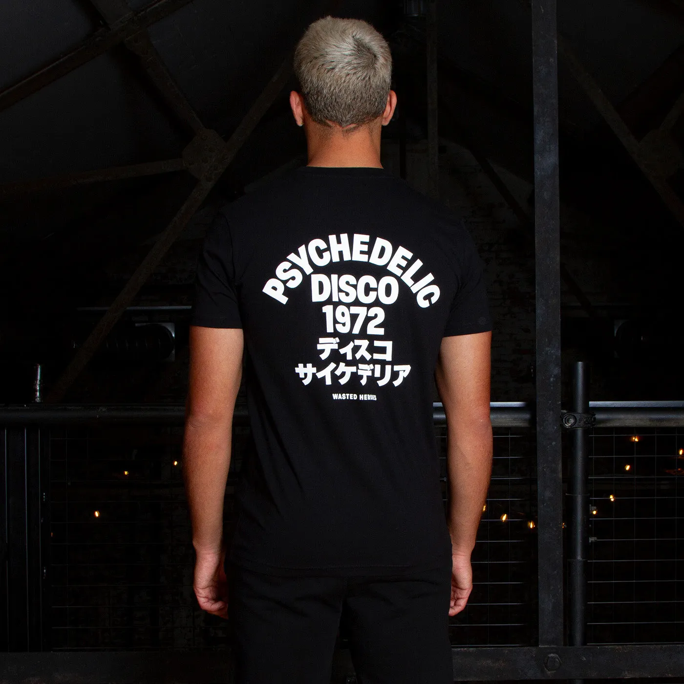 1972 Psychedelic Disco Back Print - Tshirt - Black