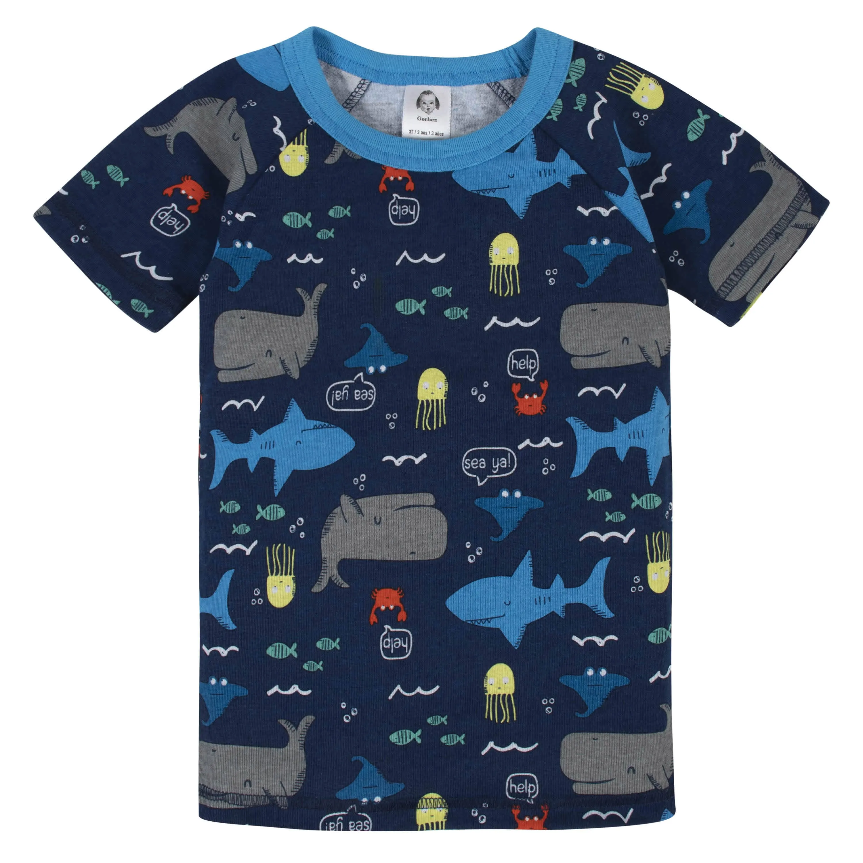 4-Piece Boys Sea Snug Fit Cotton Pajamas