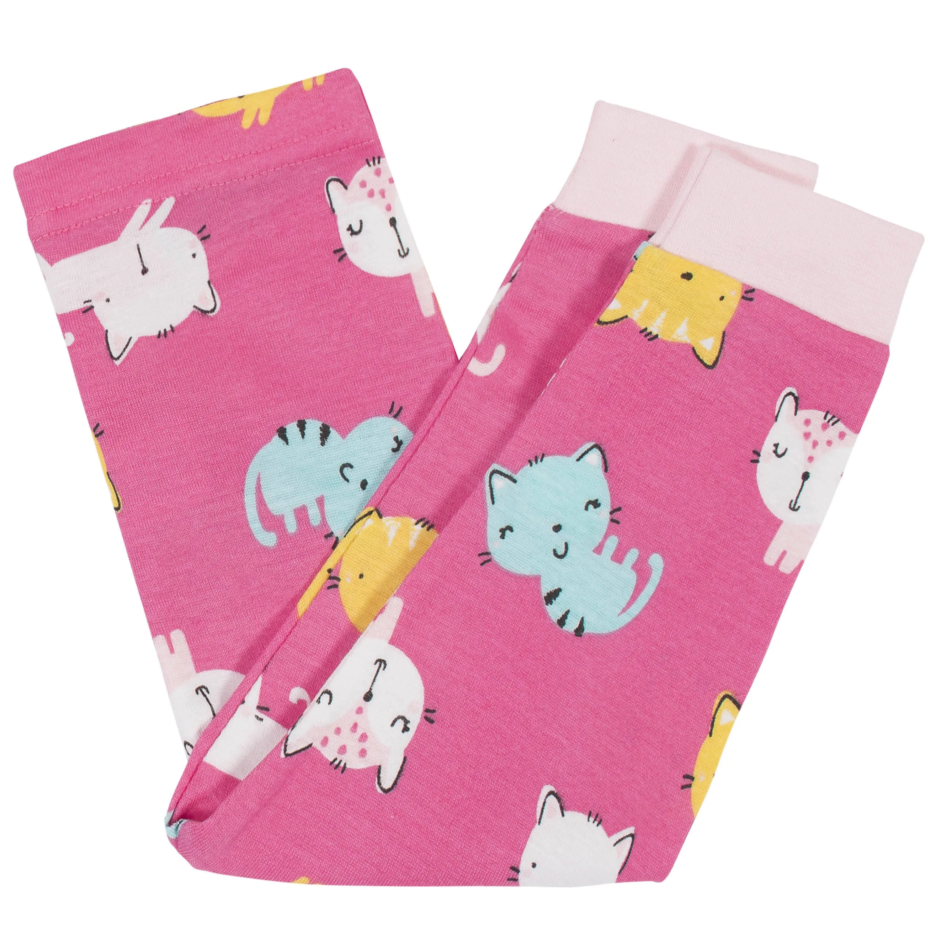 4-Piece Infant & Toddler Girls Cats Snug Fit Cotton Pajamas