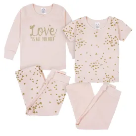 4-Piece Infant & Toddler Girls Love Snug Fit Cotton Pajamas