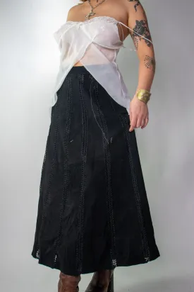 90s Suede Layered Maxi