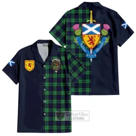 Abercrombie Tartan Short Sleeve Button Shirt Alba with Scottish Lion Royal Arm Half Style