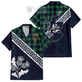 Abercrombie Tartan Short Sleeve Button Shirt Featuring Thistle and Scotland Map