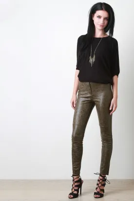 Aged Faux Leather Skinny Pants