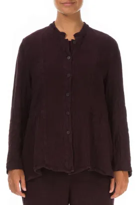 Aubergine Peplum Mélange Linen Jacket