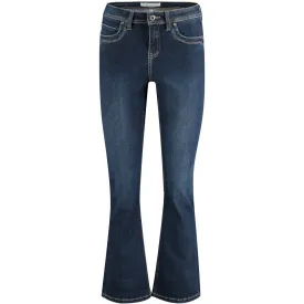 Babette Crop Flare Jeans in Classic Blue Denim