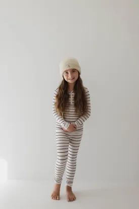 Bamboo Two Piece Pajamas | Grey & Black Stripe