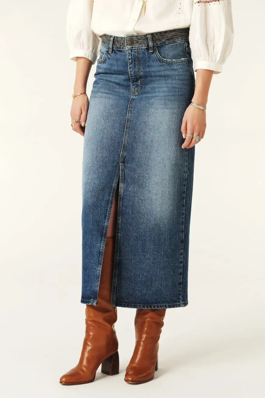 Bash Paris Math Blue Jean Skirt