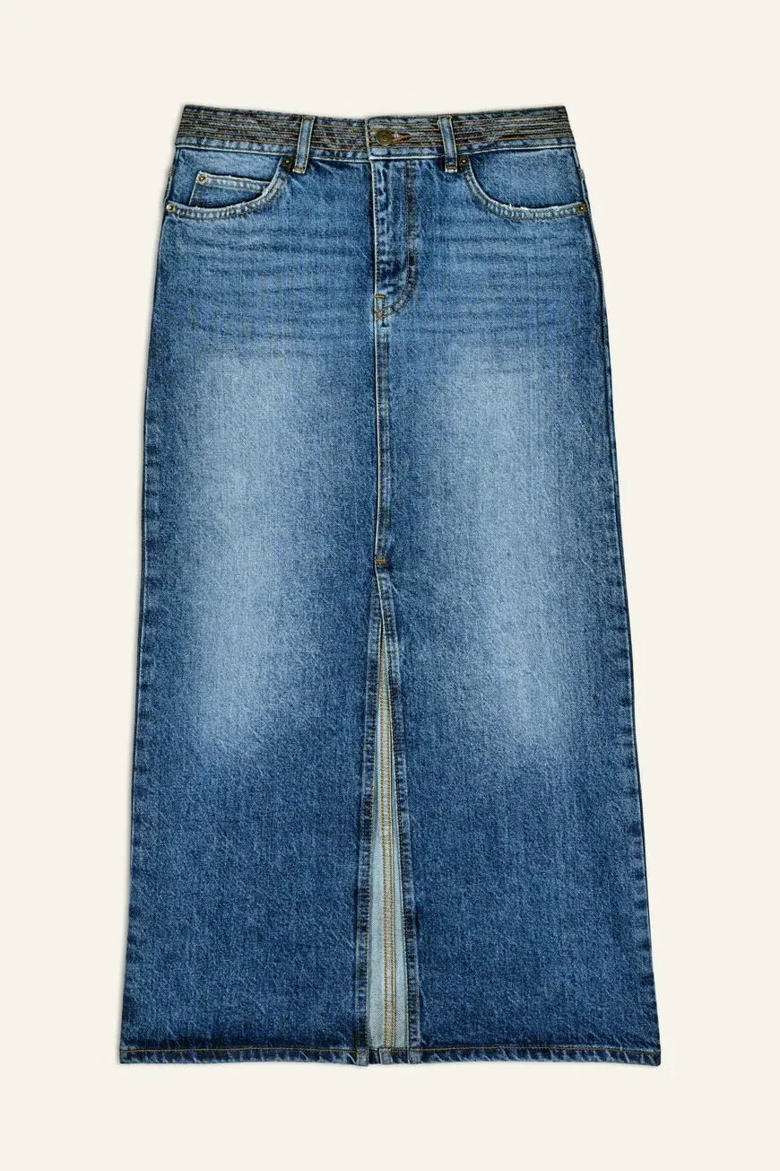 Bash Paris Math Blue Jean Skirt