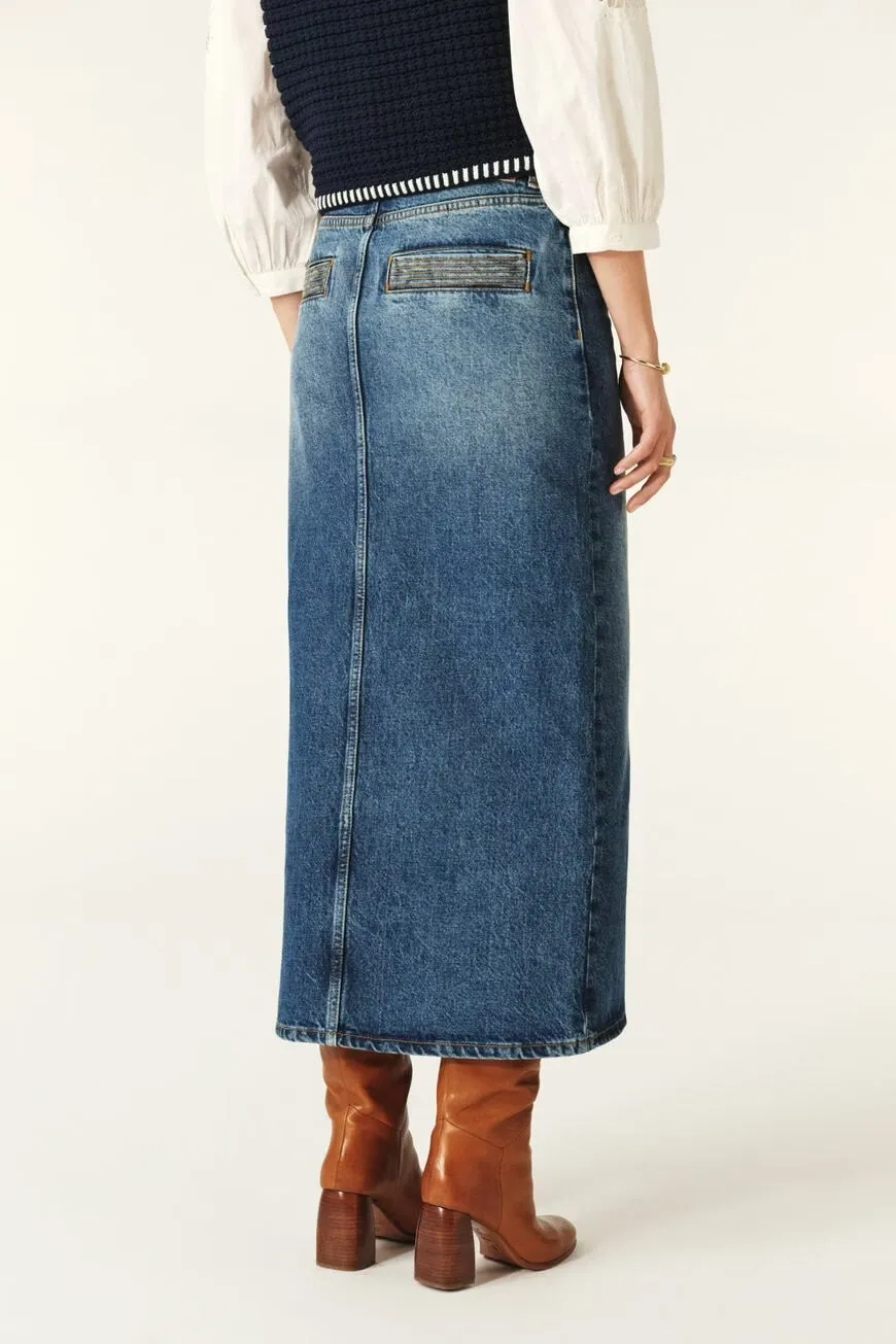 Bash Paris Math Blue Jean Skirt