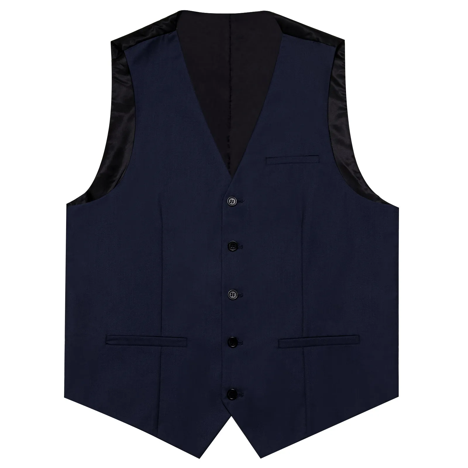 Black Blue Solid Silk Men's Classic Vest