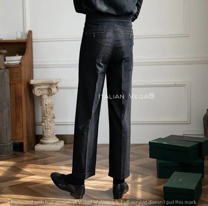 Black Denim Gurkha Trouser by Italian Vega®