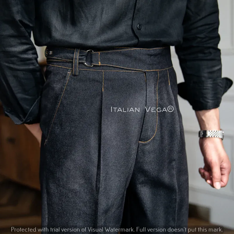 Black Denim Gurkha Trouser by Italian Vega®