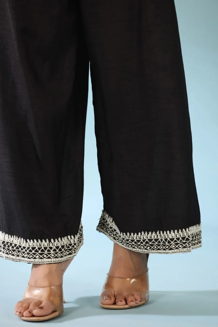 Black Embroidered Tunic with Palazzo Pants