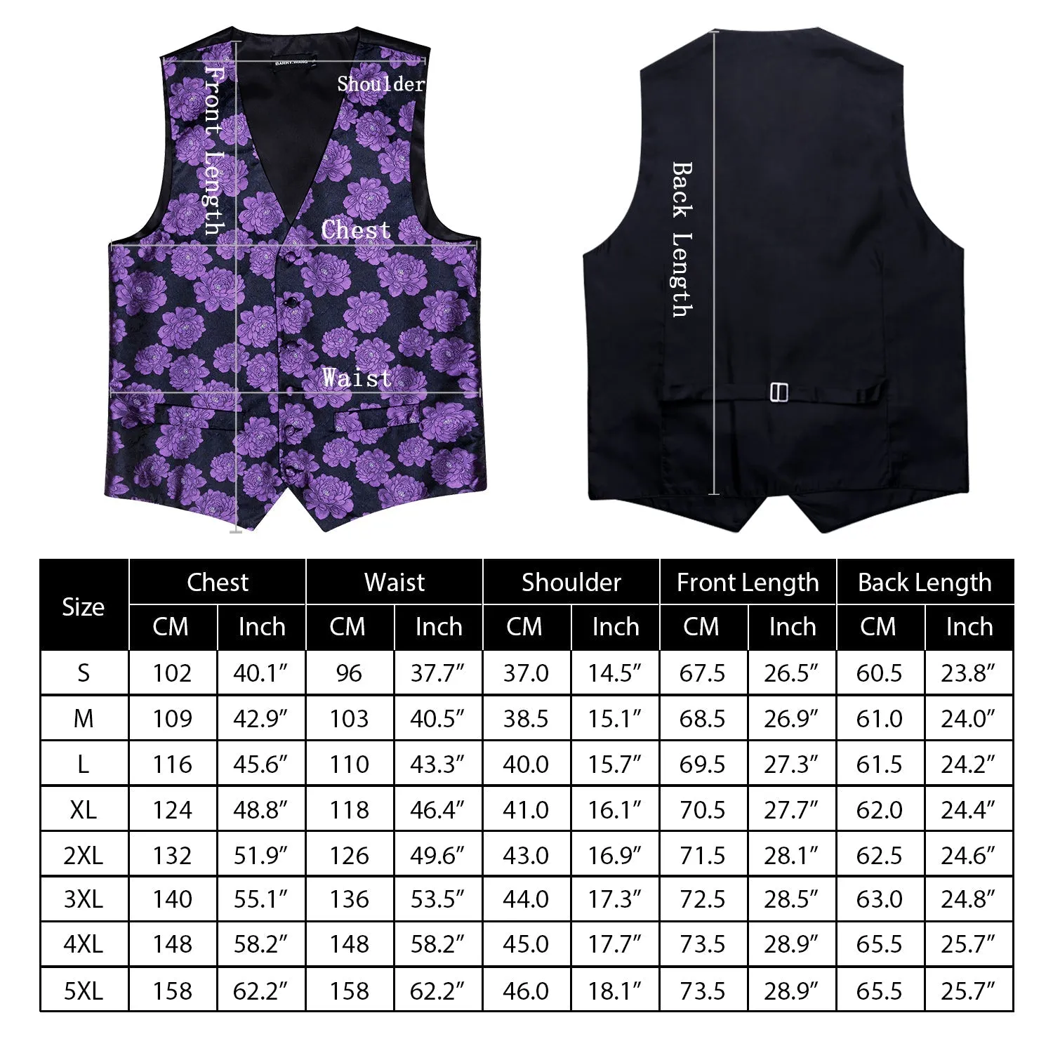 Black Floral Jacquard Men's Collar Suit Vest