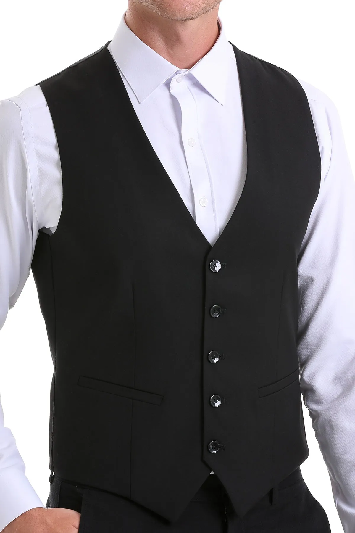 Black Slim Fit Louis Vest Padded