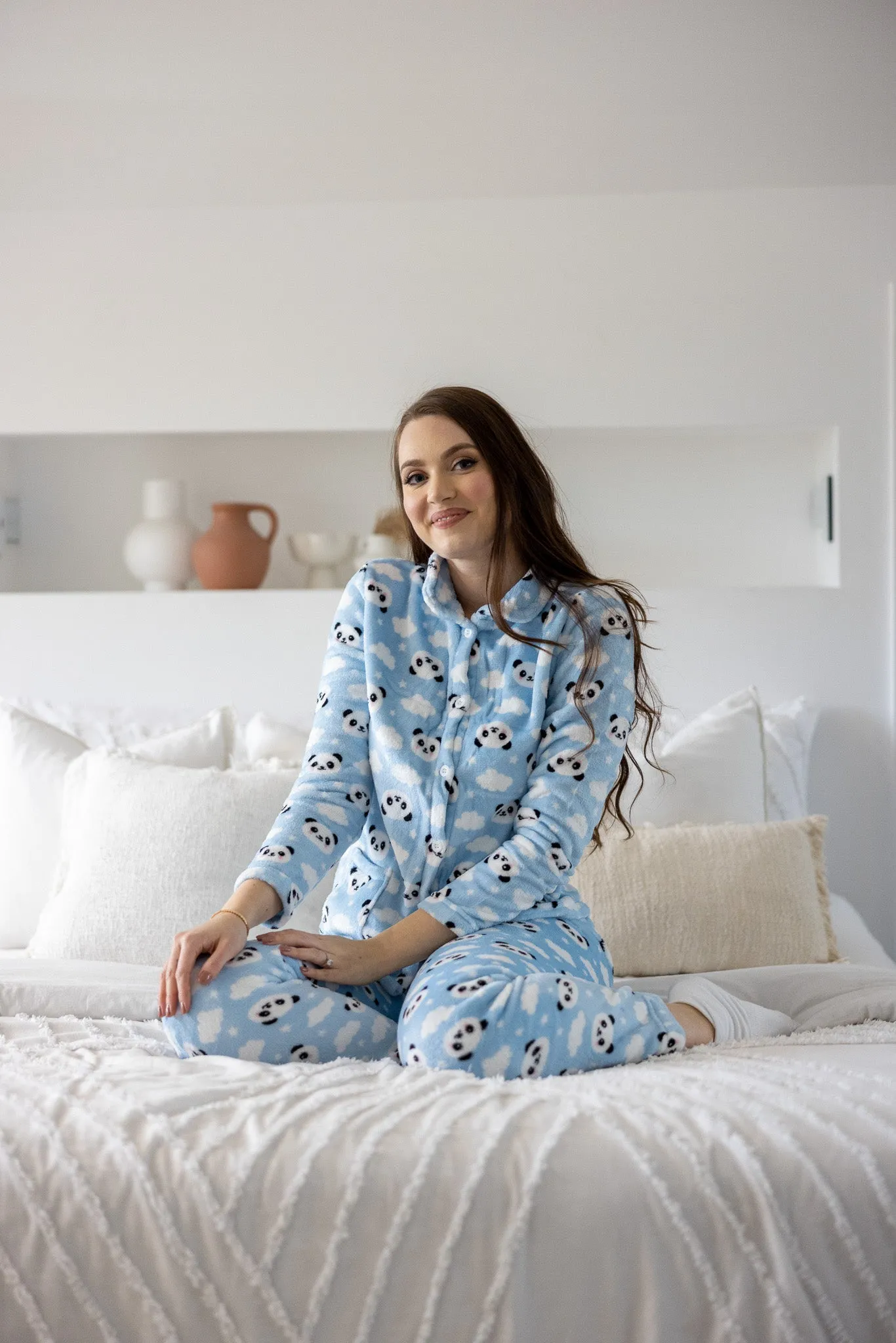 Blue Panda Button PJ Set