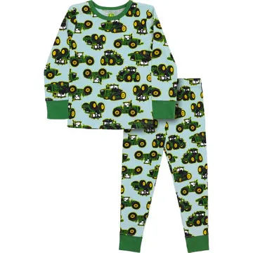 Blue Tractor Pattern PJs