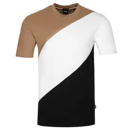 BOSS Tiburt 323 T Shirt in Beige, White & Black