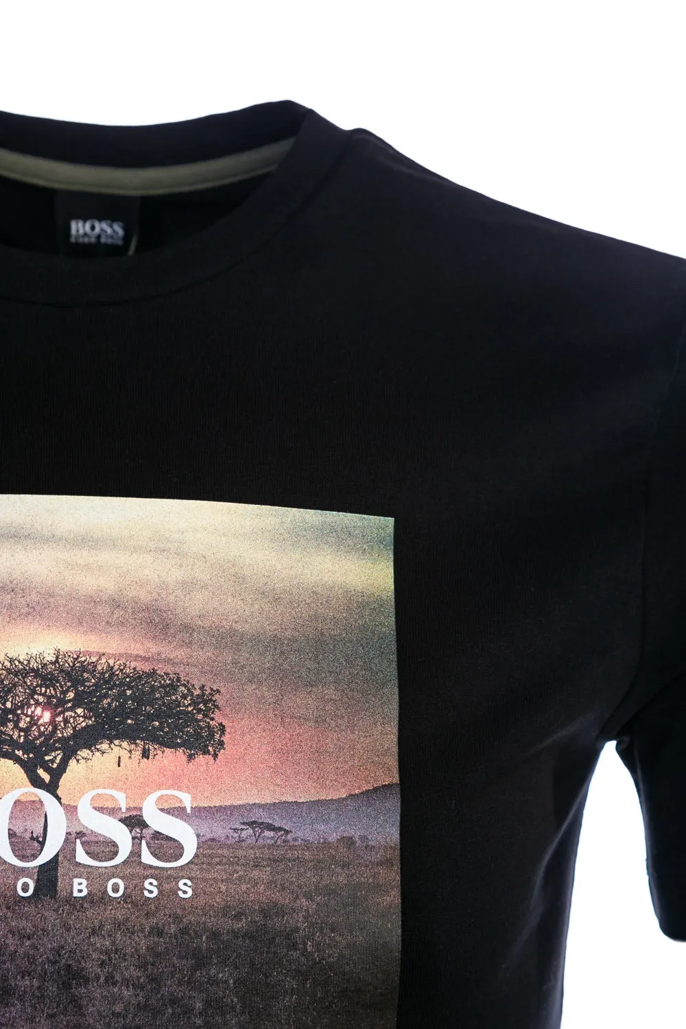 BOSS Troaar 5 T Shirt in Black Safari Sunset