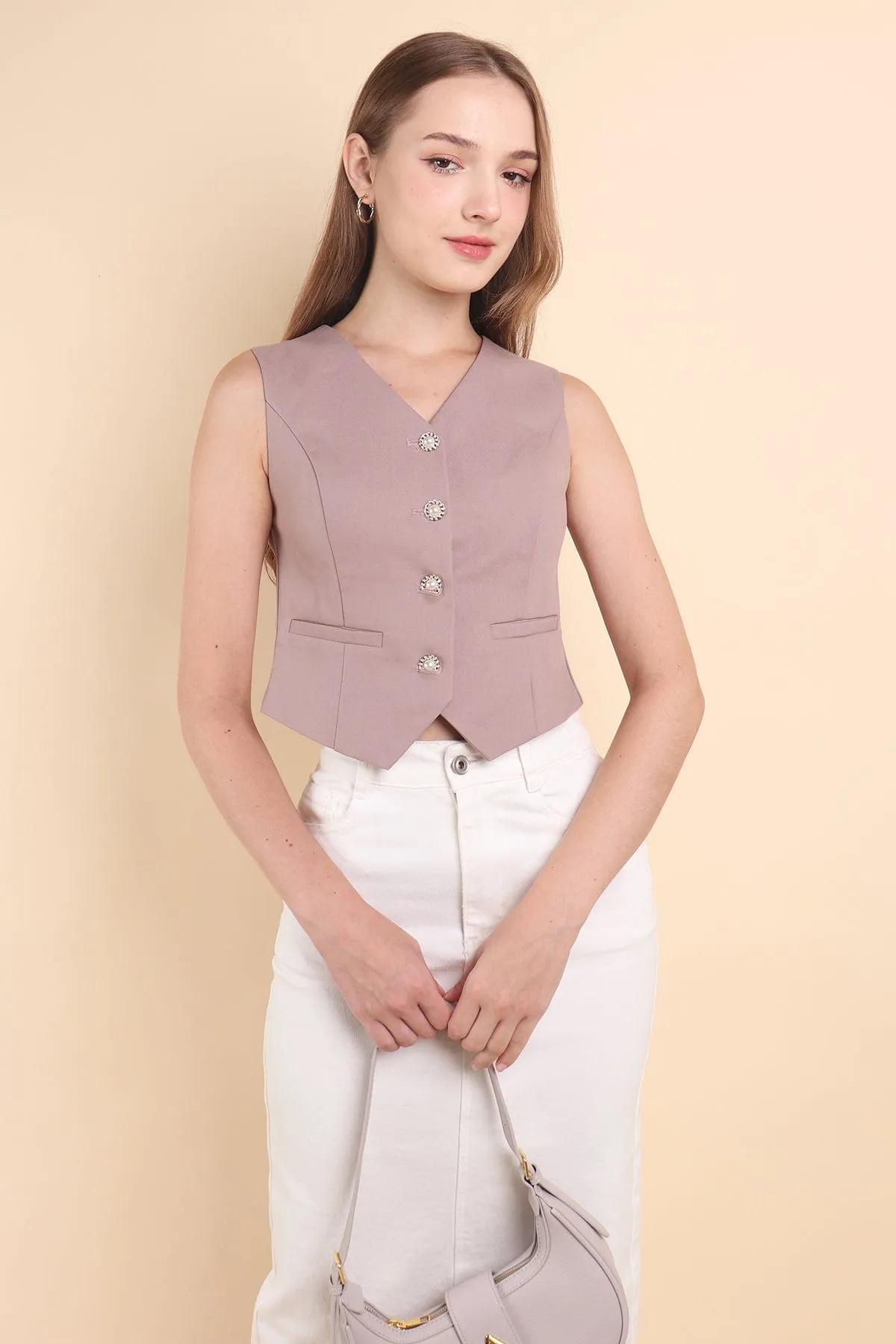 CAMU VEST TOP IN MAUVE