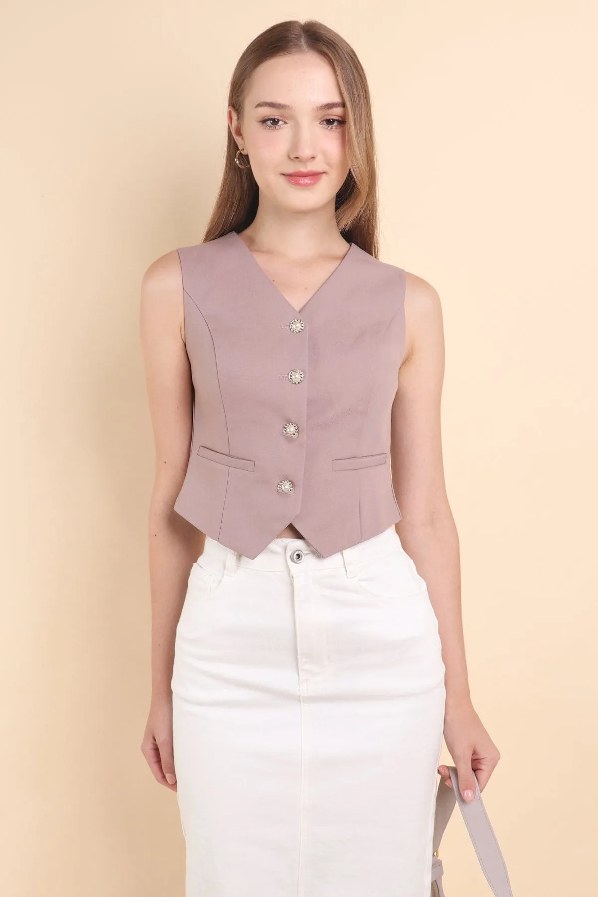 CAMU VEST TOP IN MAUVE