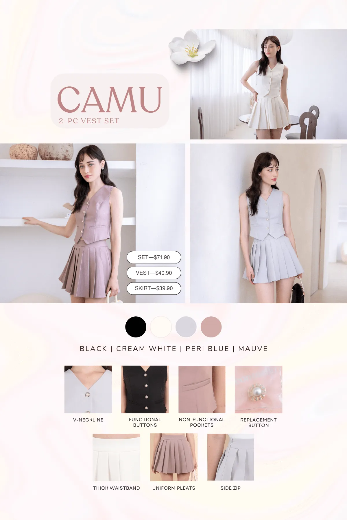 CAMU VEST TOP IN MAUVE