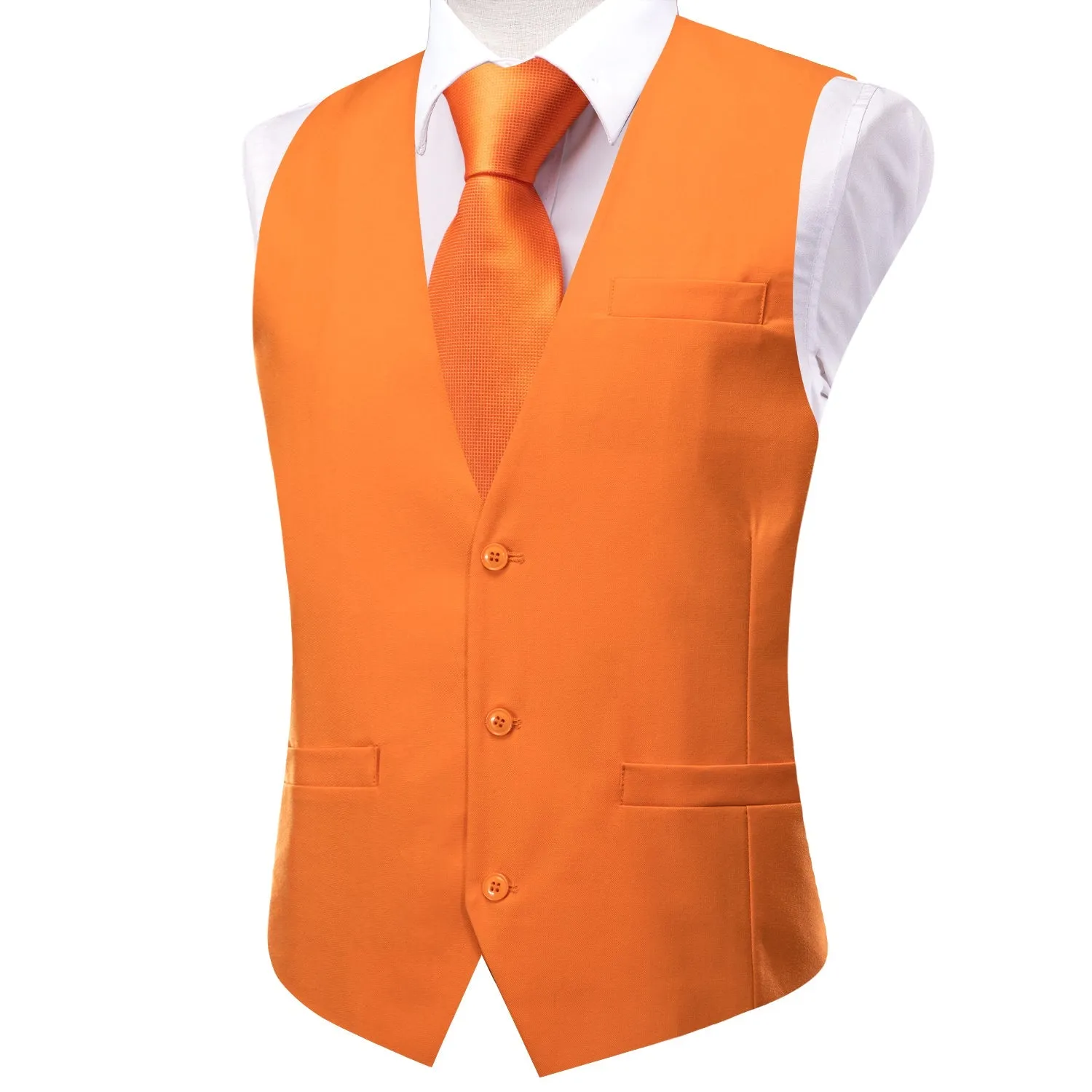 Carrot Orange Solid Splicing Jacquard Men's Vest