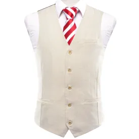 Champagne Solid Wool Splicing Jacquard Men's Vest