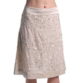 Chandni- Sequin Off White Silk Satin Skirt