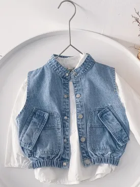 Children's Spring 2023 New Boys' Casual Denim Vest Children's Vest Outerwear Jacket For Girls Windbreak