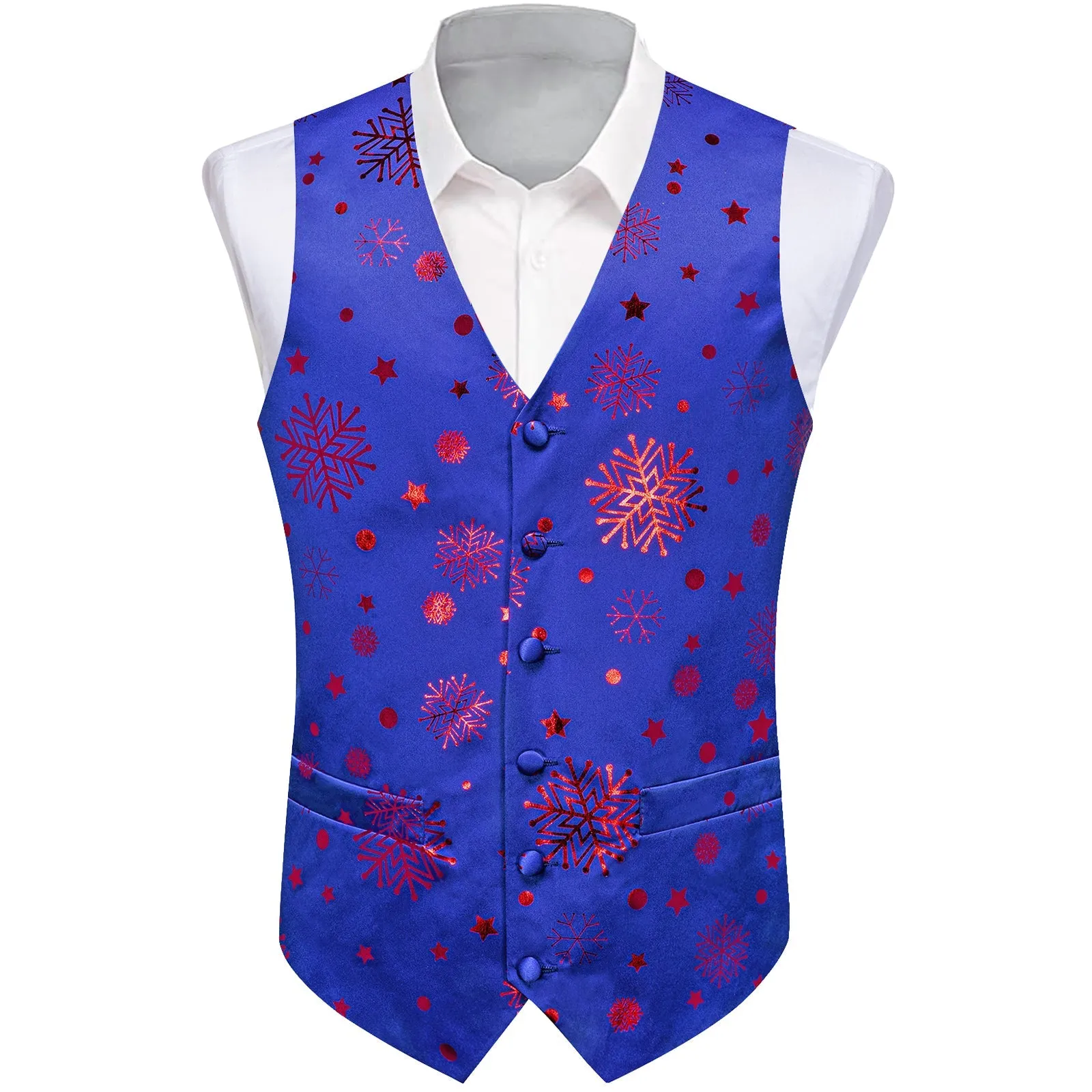 Christmas Blue Red Snowflake Novelty Splicing Jacquard Men's Vest