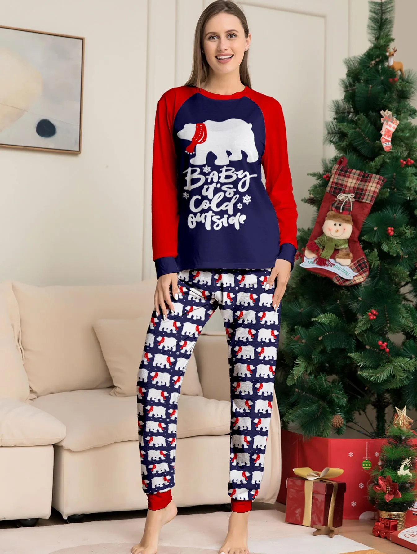 Christmas Family Pajama Set with Bear & Monogram Prints