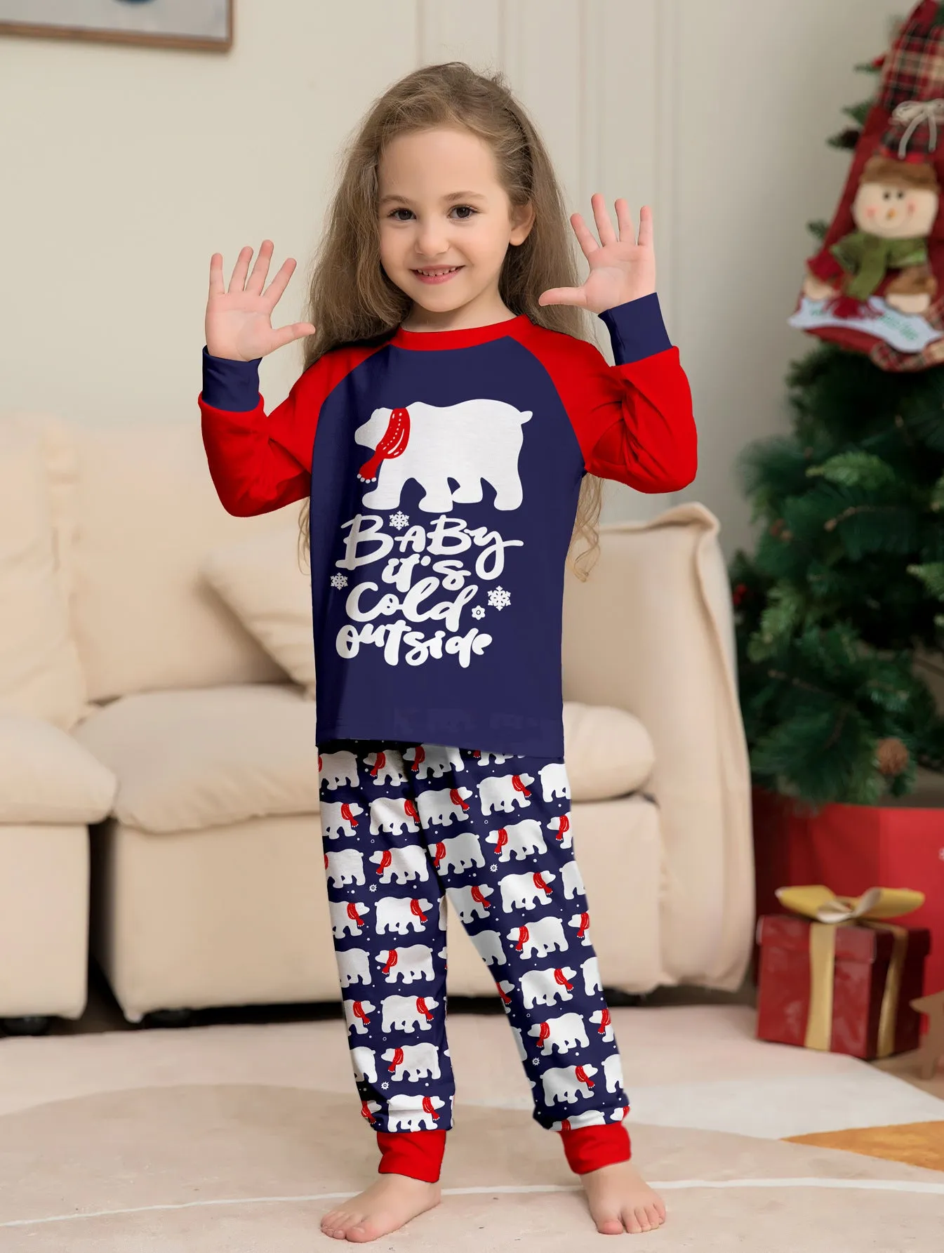 Christmas Family Pajama Set with Bear & Monogram Prints