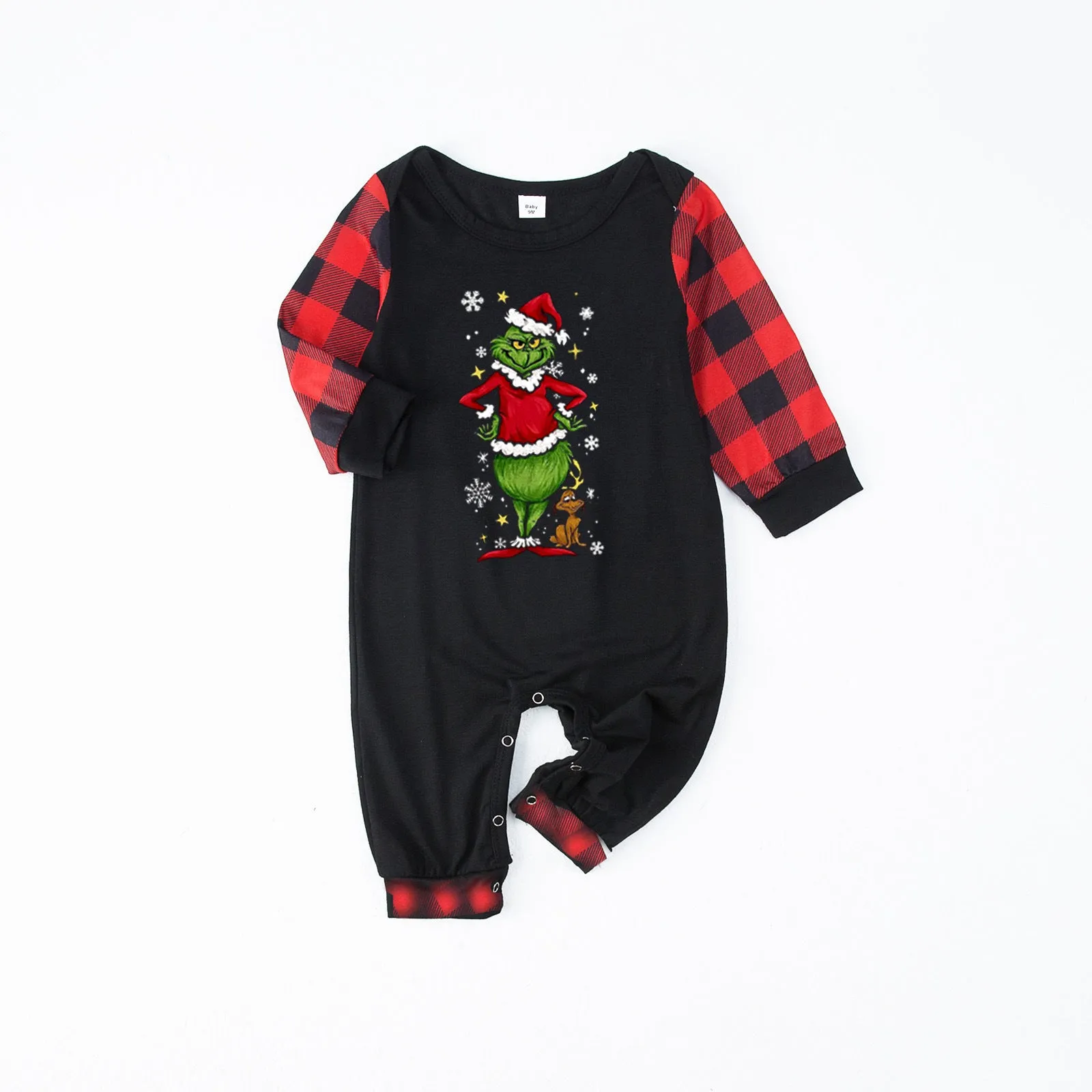 Christmas Grinch Red Plaid Alphabet Print Pajama Set