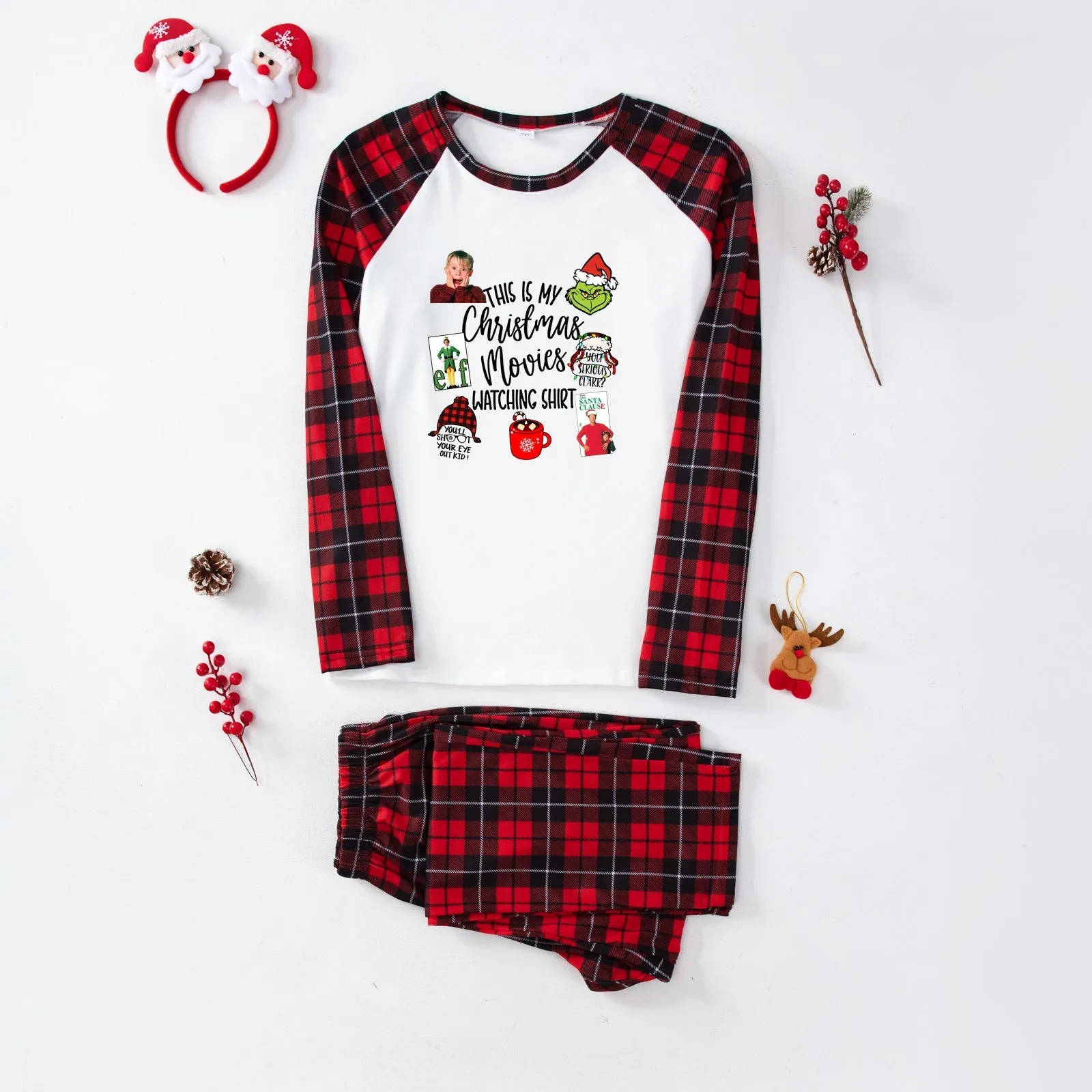 Christmas plaid parent-child pure cotton comfortable pajamas set