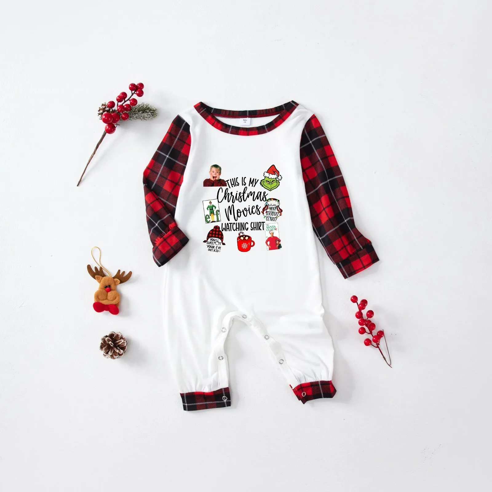 Christmas plaid parent-child pure cotton comfortable pajamas set