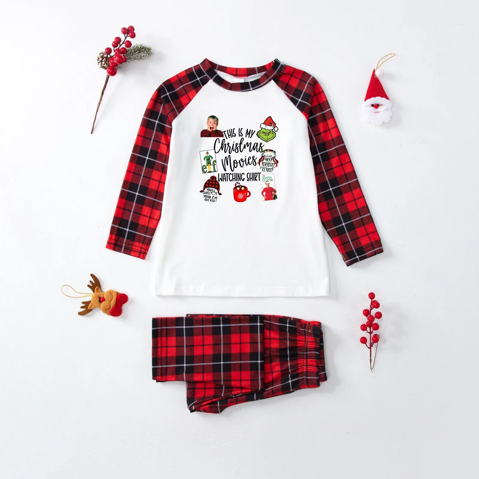 Christmas plaid parent-child pure cotton comfortable pajamas set