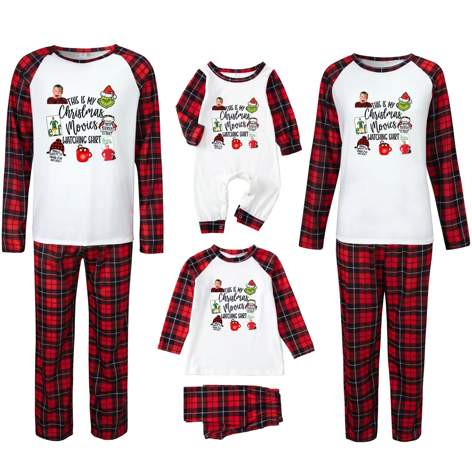 Christmas plaid parent-child pure cotton comfortable pajamas set