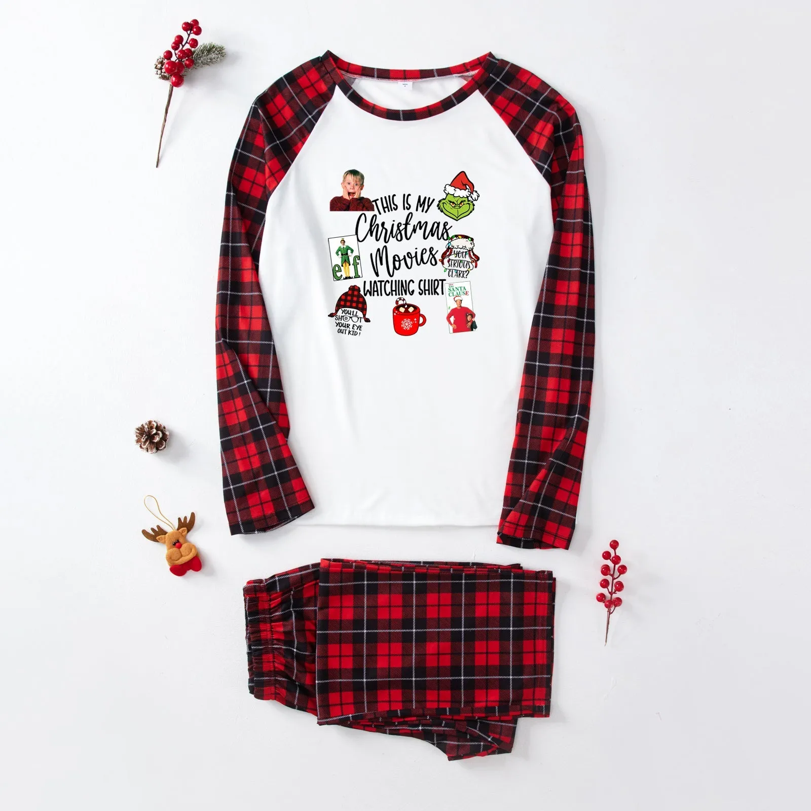 Christmas plaid parent-child pure cotton comfortable pajamas set