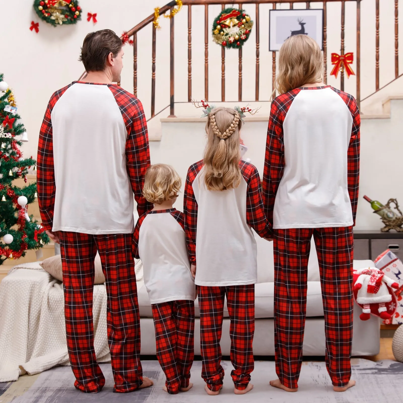 Christmas plaid parent-child pure cotton comfortable pajamas set