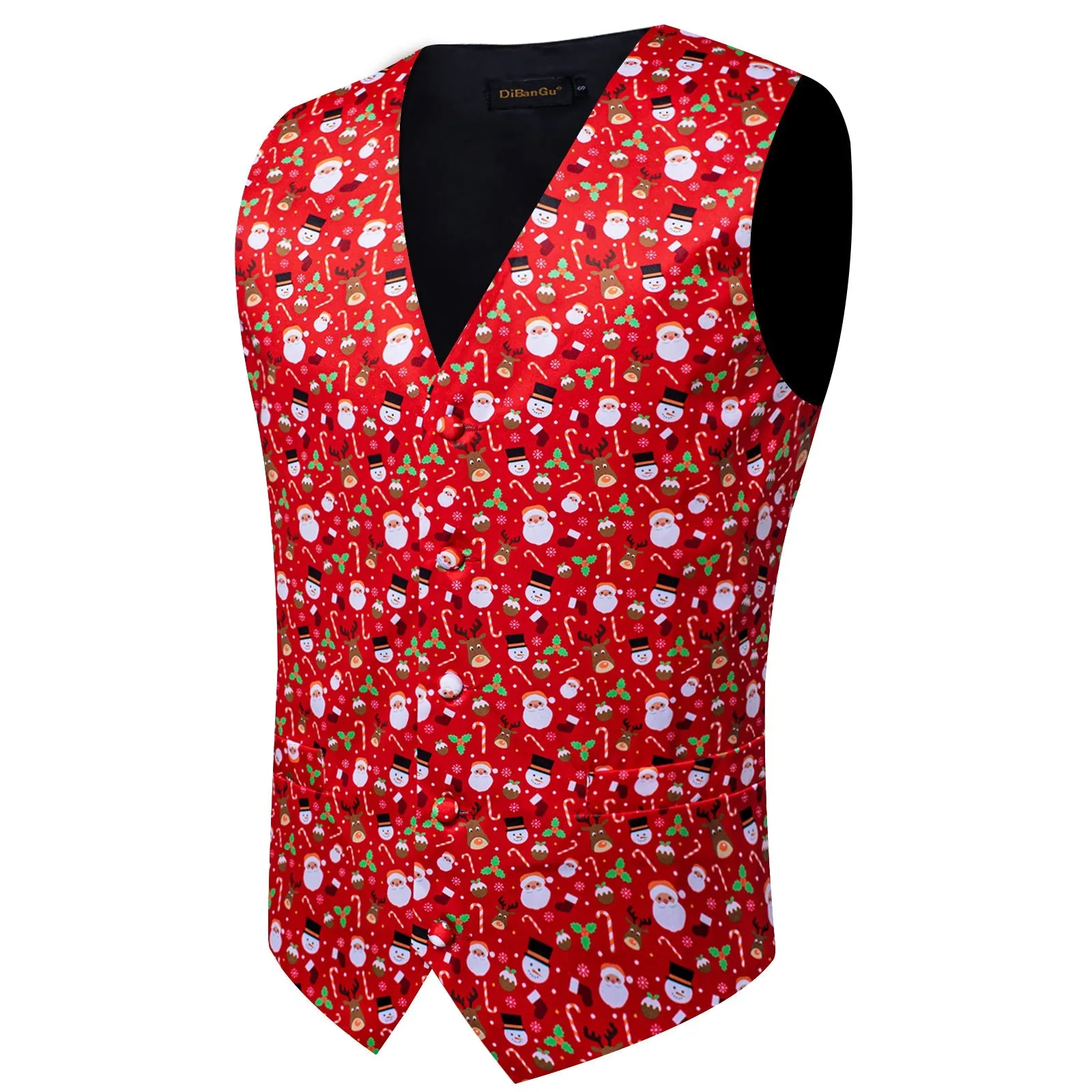 Christmas Red Novelty Splicing Jacquard Men's Vest