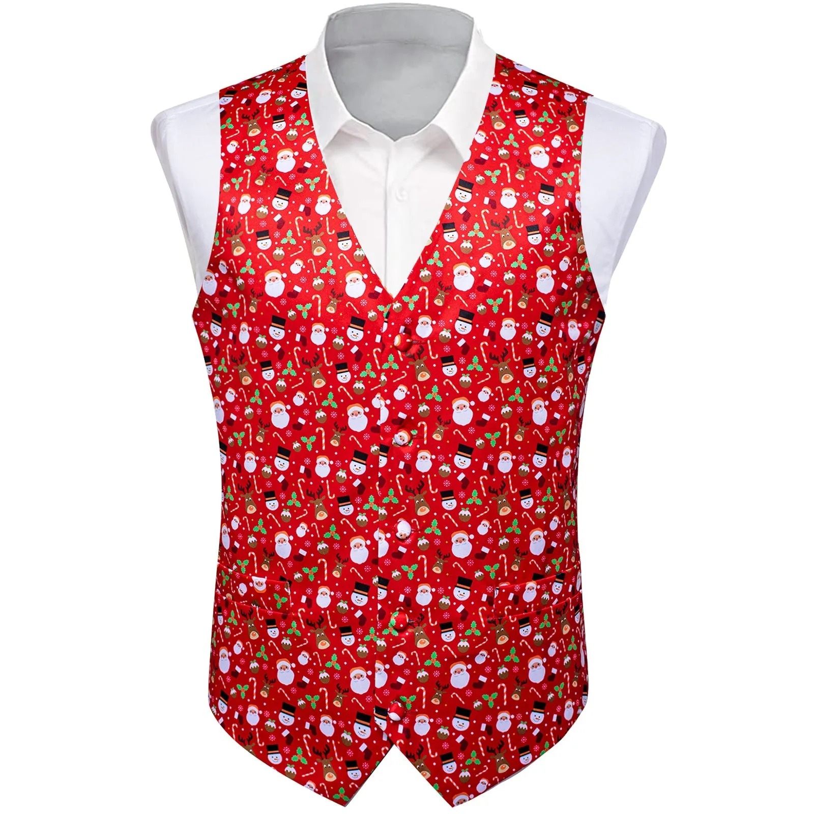 Christmas Red Novelty Splicing Jacquard Men's Vest