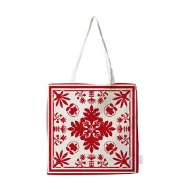 Christmas Red Quilt Tote Bag