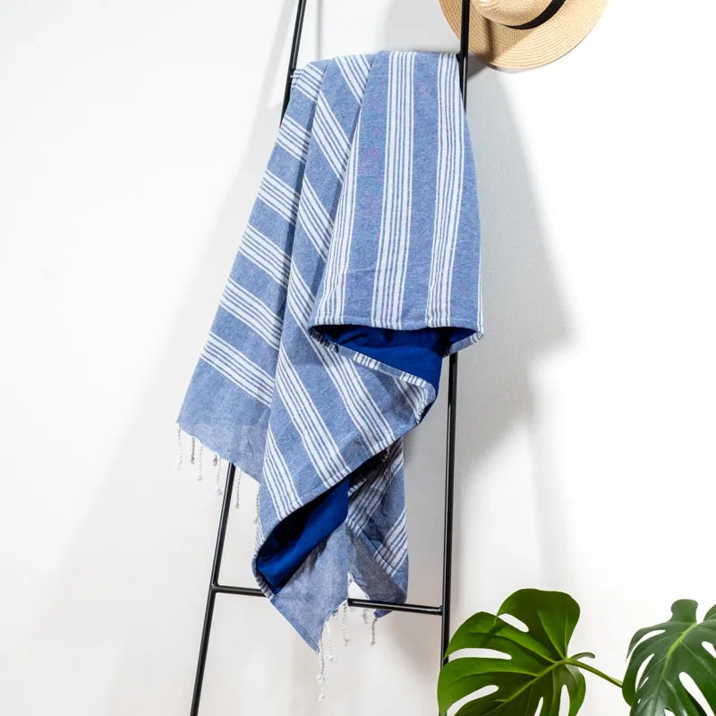 Cotton Bay Stripe Backed Fouta - Royal Blue