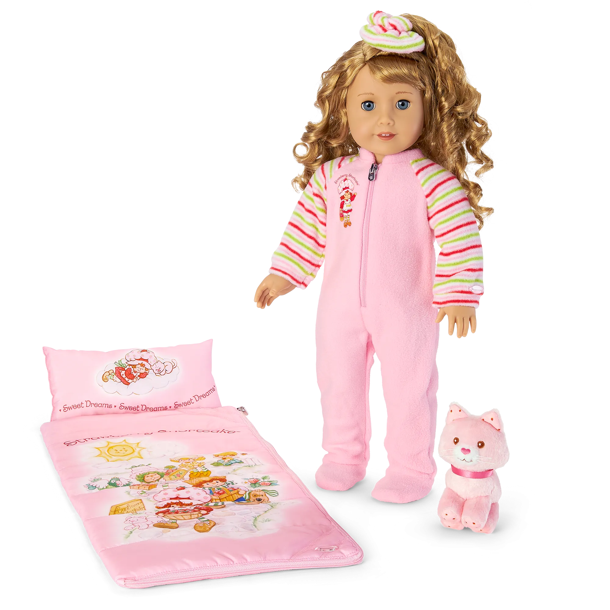 Courtney’s™ Strawberry Shortcake™ Sleeping Bag & PJs for 18-inch Dolls (Historical Characters)