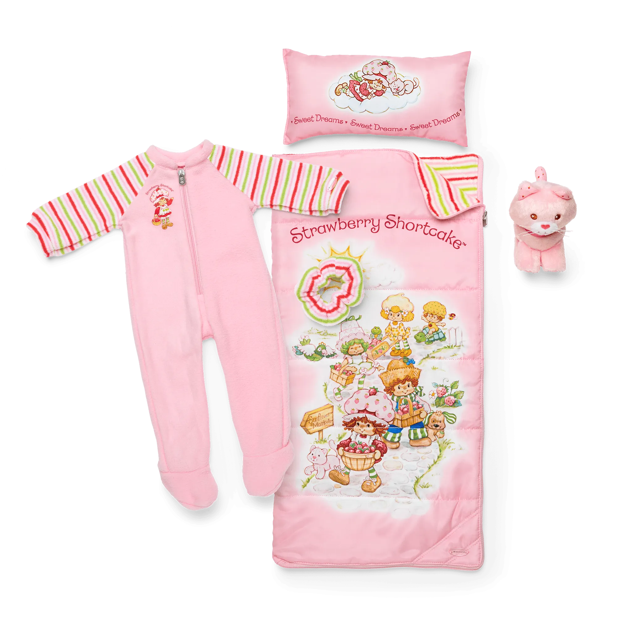 Courtney’s™ Strawberry Shortcake™ Sleeping Bag & PJs for 18-inch Dolls (Historical Characters)