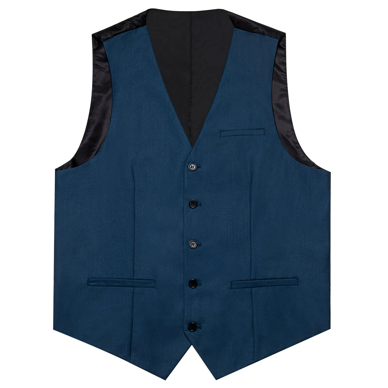 Denim Blue Solid Silk Men's Classic Vest