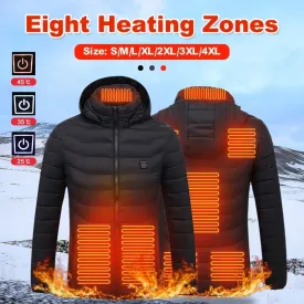 Electric Heated Cotton Outdoor USB Hooded Thermal Warmer Jacket