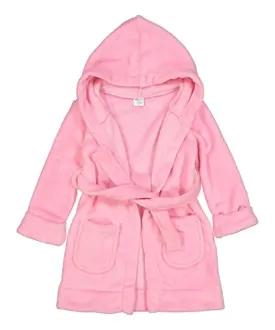 Elowel Boys Girls Light Pink Hooded Childrens Fleece Sleep Robe Size 2 Toddler -14Y